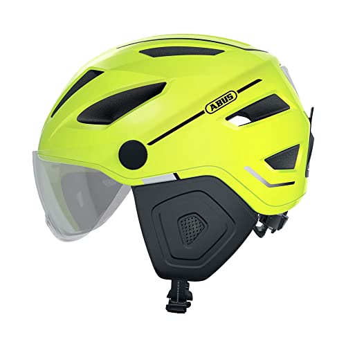Abus Pedelec 2.0 Ace Casco Da Città - Casco Per Bici Elettrica Con Fanale Posteriore E Visiera Per Il Traffico Cittadino - Per Uomo E Donna - Giallo, 