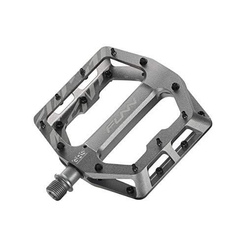 Funn Pedali Flat Funndamental - Pedali Larghi A Piattaforma Per Bmx/Mtb, Grip Regolabile Per Una Stabilità Eccezionale, Asse Crmo Da 9/16 Pollici (Gri