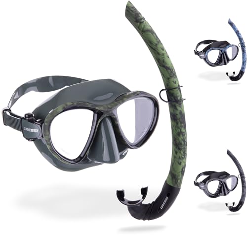 Cressi Metis & Corsica - Combo Set Mimetico Per Pesca E Apnea, Maschera Metis E Snorkel Corsica, Verde Mimetico, Taglia Unica, Adulto Unisex