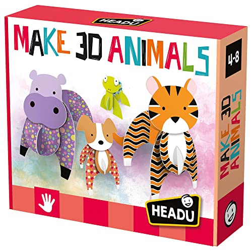 Headu Make 3D Animals Costruisco Decoro Invento Mu24704 Gioco Art & Craft Per Bambini 4-8 Anni Made In Italy