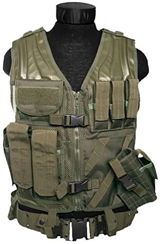 Mil-Tec - Gilet Militare Tattico Usmc Traspirante Con Tasche, Colore: Verde Oliva