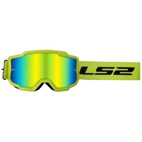 Ls2 Occhiali Mx Charger H-V Yellow White, Lente Mirror Yellow