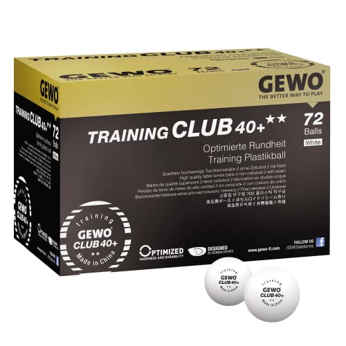 Gewo Palle Da Ping Pong Per Allenamento Club – 2 Stelle 40+ In Plastica Abs Con Cuciture – Palline Da Allenamento Di Alta Qualità Con Comportamento Di