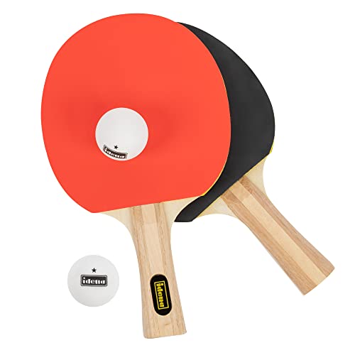 Idena 40203 - Set Da Ping Pong Da 4 Pezzi Per Giocatori Esperti, Con 2 Racchette Da Ping Pong E 2 Palline Bianche A 1 Stella, Confezionato In Una Bors
