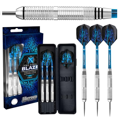Harrows Steel Darts, Unisex'S Blaze-Freccette In Acciaio Inox, Multiuso, 24 G Unisex-Adulto, Multicolore