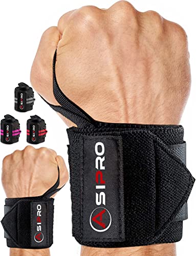 Asipro Polsiere Palestra Uomo & Donna 45Cm/18” Polsini Crossfit Fasce Polsi Palestra Per Gym, Bodybuilding, Calisthenics, Powerlifting Per Sollevament