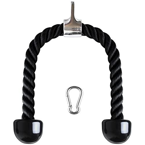Campteck U6935 - Corda Tricipiti Palestra Tricep Rope Nylon Manici Antiscivolo - Dorsali, Bicipiti, Tricipiti, Palestra O Casa - Nero