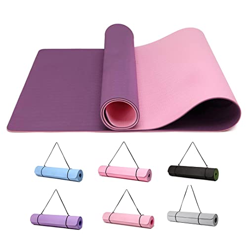 Good Nite Tappetino Da Ginnastica Da Yoga Tappetino Antiscivolo Per Allenamento Sport Pilates Con Tracolla 183 X 61 X 0,6 Cm(Viola/Rosa)