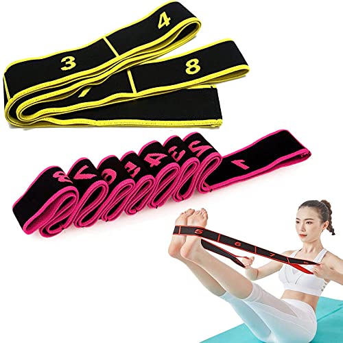2 Pezzi Fascia Elastica Per Yoga, Fasce Elastiche Di Resistenza, Bande Di Allenamento Per Ginnastica, Fascia Esercizio Regolabile Con Più Anelli, Per