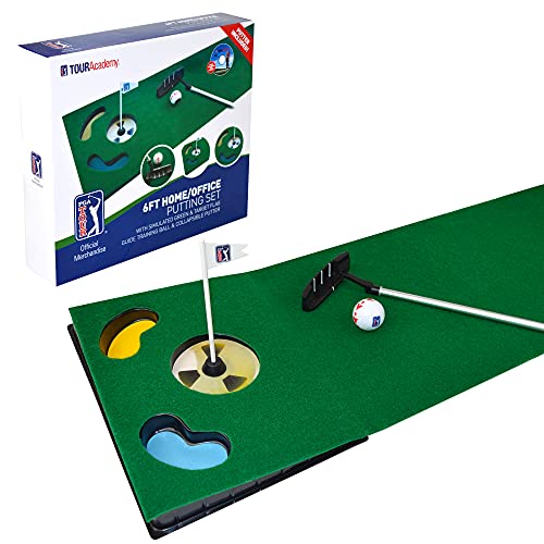 Pga Tour Tappetino Da Golf Per Putting Da 6 Piedi Con Putter Pieghevole E Guida All'Allineamento Della Pallina Da Golf
