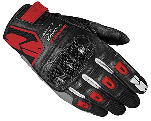 G-Carbon, Guanti Da Moto, Colore Rosso, Taglia L, Con Touchscreen Capacitivo E Imbottiture Protettive, Guanti Da Moto In Pelle Resistenti All'Abrasion