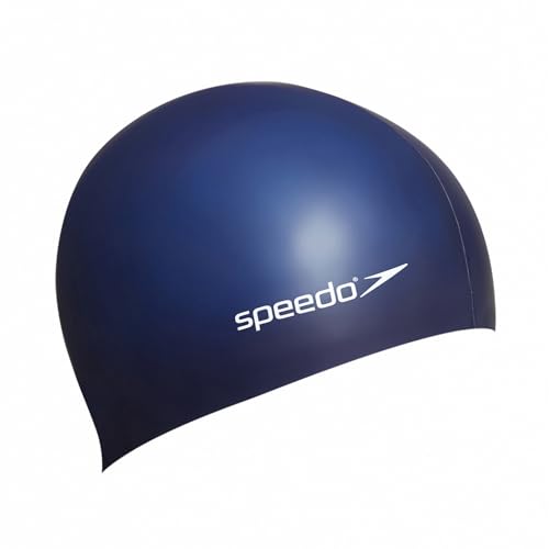 Speedo Unisex Adulto Plain Flat Silicone Swimming Cap Cuffia Da Nuoto, Navy, Taglia Unica
