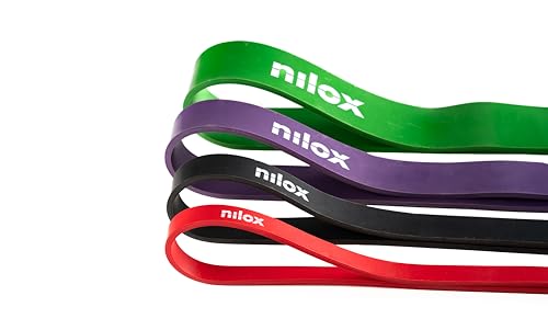 Nilox Set Bande Elastiche, Elastici Palestra Con Diversi Livelli Di Resistenza, Elastici Per Trazioni Alla Sbarra, Set Elastici Fitness Uomo E Donna P
