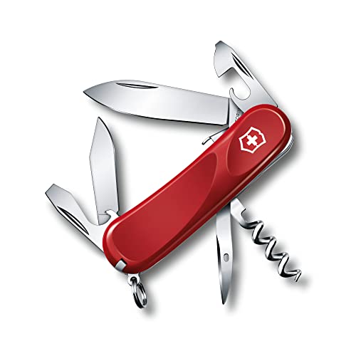Victorinox, Coltellino Svizzero Evolution S101 (12 Funzioni, Lama Bloccabile, Cacciavite), Rosso
