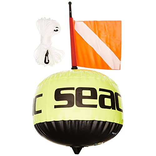 Seac Boa Sferica Fluorescente Di Segnalazione Con Bandierina E Sagola 25 Mt Unisex Adulto, Giallo, 57 Cm