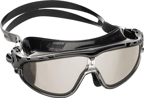 Cressi Skylight Swim Goggles, Occhialini Premium Per Nuoto, Piscina, Triathlon E Sport Acquatici Unisex Adulto, Nero/Nero/Lenti Grigio Specchio