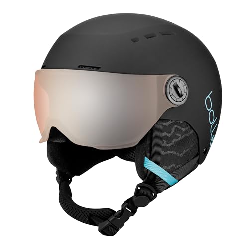 Bollé Quiz Visor, Casco Da Sci Gioventù Unisex, Matte Black & Blue/Orange Pistol, Xsmall