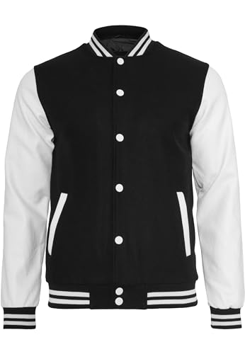 Urban Classics Giubbotto Bomber Da Uomo Con Polsini A Coste, Giacca Mezza Stagione, Giubbottino Bomber A Maniche Lunghe In Similpelle, Taglie: Xs - 5X
