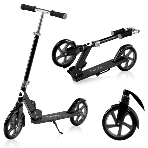 Lionelo Luca Monopattino Pieghevole Per Bambini E Adulti Fino A 100Kg, Regiolable E Leggero Solo 4Kg, Costruzione Solida, Ruote 20Cm, Ammortizzatori S