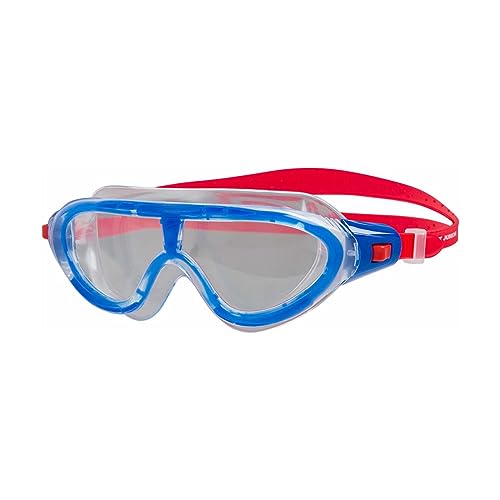 Speedo Unisex Bambini Biofuse Rift Mask Junior Occhialini, Lava Rosso/Beautiful Blu/Clear, Taglia Unica