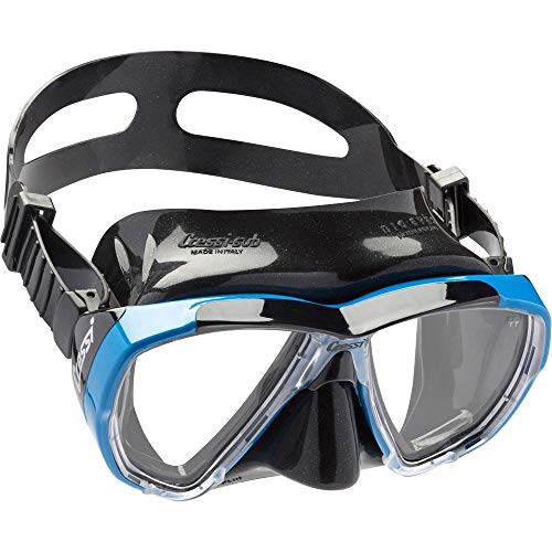 Cressi Big Eyes Mask, Maschera Subacquea Con Vetri Temperati/Separati Di Grande Affidabilità E Tradizione, Multicolore (Nero/Blu)