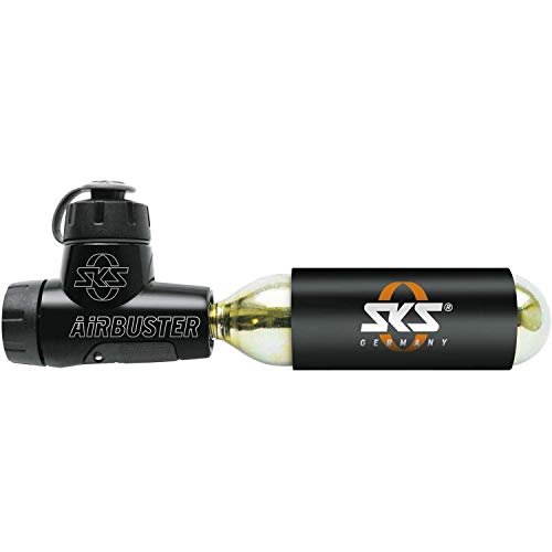 Sks Germany Airbuster Co2 Bike Pompa For Competition (Con Valvola Di Misurazione Della Pressione E Misurazione Rotativa, Incl. Protezione Dal Freddo E