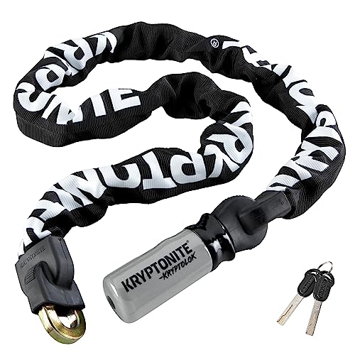 Kryptonite Integrated Chain Locks, Catena Kryptolok 912 Unisex Adulto, Bianco Nero, 9.5 X 120 Cm