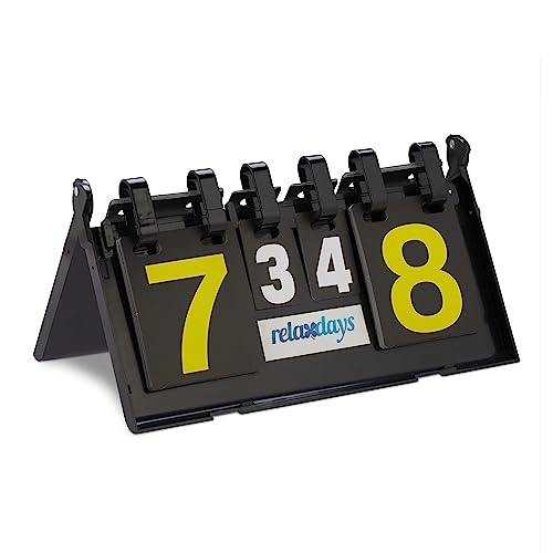 Relaxdays, Tabella Segnapunti Per Ping Pong Con Anelli, 2 Lati Utilizzabili Unisex-Adulto, Nero, Set Da 1 Pz