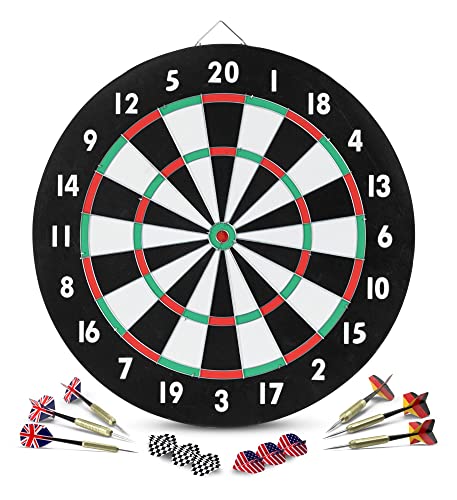 Stagecaptain Dbp-1810 Bullseye Tirassegno Freccette Di Carta - Freccette Tiro Al Bersaglio - Dartboards Set Con 6 Frecce In Acciaio - Darts Board Doub