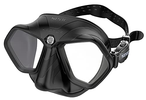 Seac Raptor, Maschera Low Volume Per Apnea E Pesca Subacquea, In Silicone Di Alta Qualità, Nero, Standard