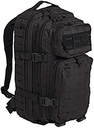 Mil-Tec, Us Assault Pack - Zaino Grande, Taglio Laser, Uomo Donna Unisex, Us Assault Pack Laser Cut, Nero, L