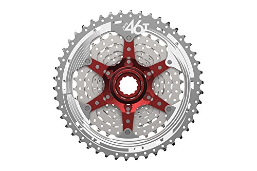 Sunrace Mx, Ruota Libera 10V Unisex Adulto, Argento/Rosso, 11-46D