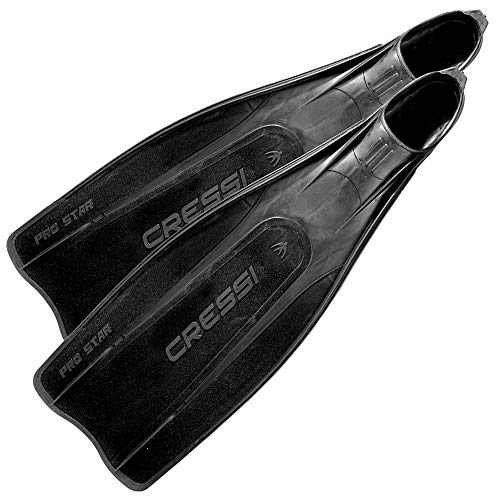 Cressi Pro Star Fins Pinne Alta Resa Per Immersione, Apnea E Snorkeling, Nero/Nero, 43/44