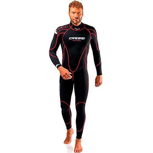 Cressi Maya Man Monopiece Wetsuit 2.5 Mm, Muta Monopezzo Senza Cappuccio In Neoprene Ultrastretch Per Uomo, Nero/Rosso, Xl/5