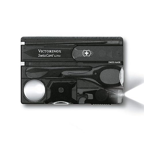 Victorinox, Coltellino Svizzero Swiss Card Lite (13 Funzioni, Luce Led E Lente Di Ingrandimento), Nero Transparente