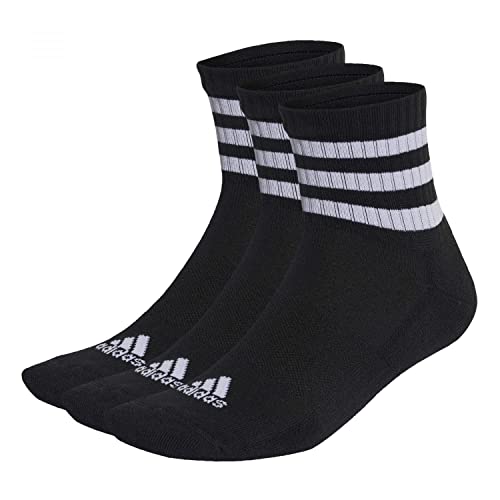 Adidas 3-Stripes Cushioned Sportswear Mid-Cut 3 Pairs Socks Calzini, Black/White, 43-45 Unisex - Adulto