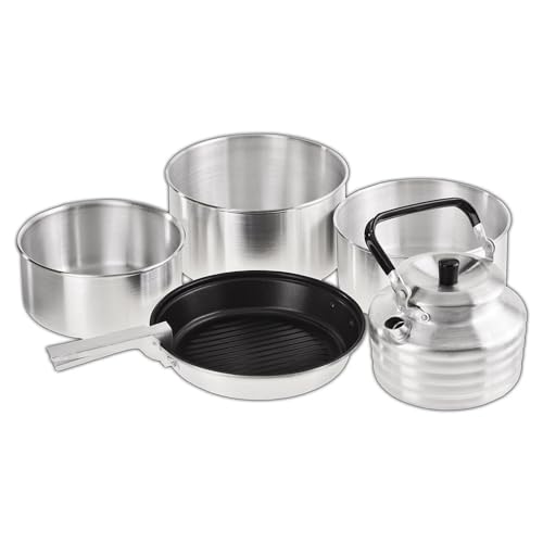 Black Crevice Set Da Cucina Per Campeggio I Pentole Da Campeggio In Alluminio I Set Di Pentole Da Esterno I 3 Pentole Da Campeggio E 1 Padella Antiade