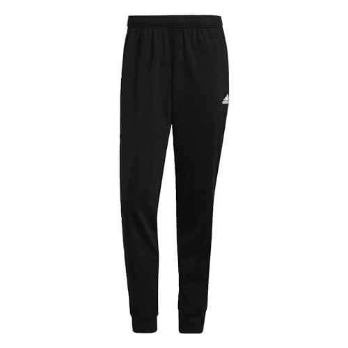 Adidas Essentials Warm-Up Tapered 3-Stripes Pants, Pantaloni Da Allenamento Uomo, Black/White, M