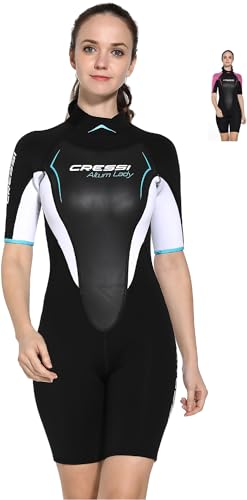 Cressi Altum Wetsuit 3 Mm, Muta Shorty O Monopezzo Donna, Nero/Bianco/Acquamarina, S/2