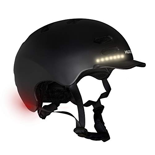 Hudora, Casco Da Skater, Per Ragazzi E Adulti, Taglia S, Con Luce A Led, Casco Da Bicicletta Con Luce Lampeggiante Per Auto E Regolazione Su Misura, N