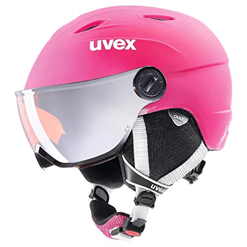 Uvex Junior Visor Pro, Casco Da Sci Leggero Per Bambini, Con Visiera, Regolazione Individuale Delle Dimensioni, Pink Matt, 52-54 Cm