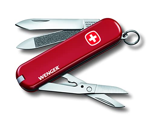 Victorinox Wenger, Coltellino Svizzero Piccolo Con 7 Funzioni, Lima Per Unghie, Forbici Con Micro Dentellatura, Rosso