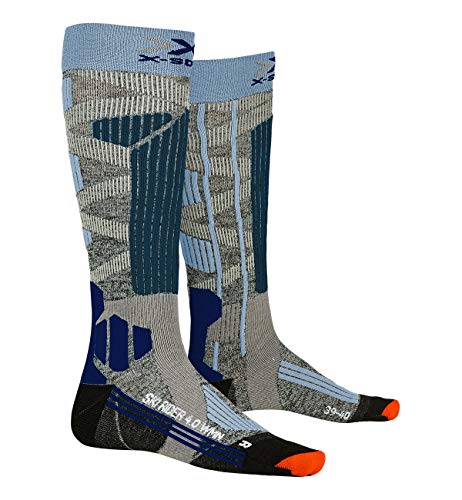 X-Socks Ski Rider 4.0 Wmn, Calzini Donna, Stone Grey Melange/Mineral Blu, 35-36
