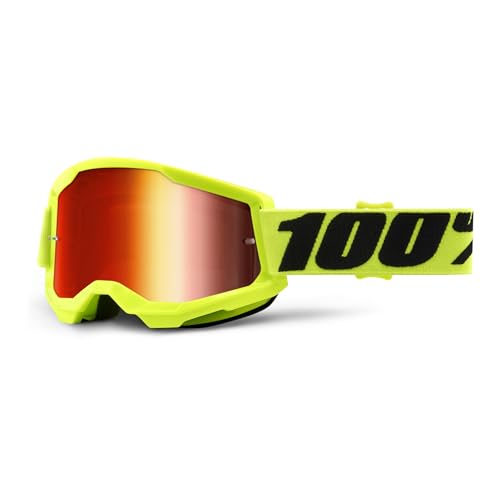 100% Livelli 2, Occhiali Unisex Adulto, Neon Giallo-Lente Rosa Specchio, Taglia Unica