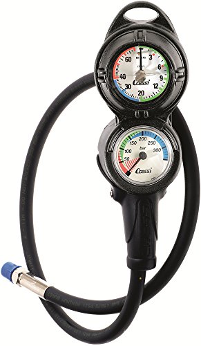 Cressi Console Pd2 Pressure + Depth Gauge Console 2 Strumenti Manometro/Profondimetro Per Immersioni, Taglia Unica, Nero, Adulto Unisex, M/Bar