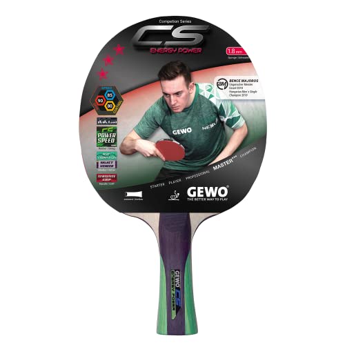 Gewo Unisex – Racchetta Da Ping Pong Cs Energy Power Concava, Sviluppata Dal Vincitore Della Medaglia Olimpica Christian Dolce, Grigio/Verde
