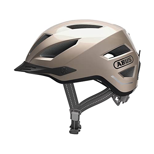 Abus, Casco Da Città Abus Pedelec 2.0, Casco Da Bici Con Luce Posteriore E Copertura Antipioggia, Per Il Traffico Cittadino, Per Uomo E Donna, Oro, Ta