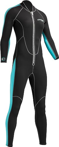 Cressi Lido Lady Monopiece Wetsuit 2Mm, Muta Monopezzo Neoprene Ultrastretch-Donna, Nero/Blu (Acquamarina), Xl/5