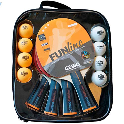 Gewo Family & Friends Ittf - Set Composto Da 4 Pezzi, Colore: Rosso/Nero