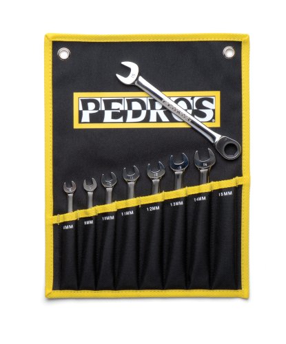 Pedros Set Di Chiavi Combinate A Cricchetto, 8 Pezzi, Combo Unisex-Adulto, Nero